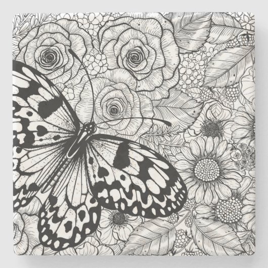 De papiermijttuin stenen onderzetter (Voorkant)