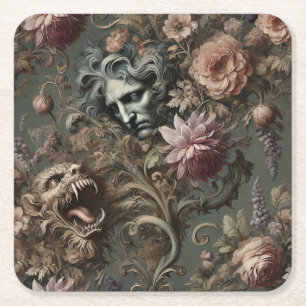 De paradox van de drijfwachter - gotisch mythisch  vierkante kartonnen onderzetter