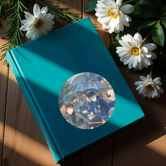 De paraplu's, Pierre Auguste Renoir Art Ronde Sticker