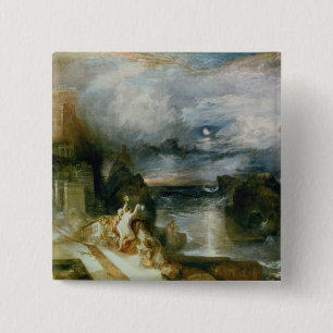 De paring van Hero en Leander (olie op doek) Vierkante Button 5,1 Cm