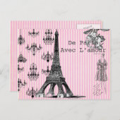 De Paris, avec la carte postale d'amour (Devant / Derrière)