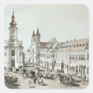 De parochiekerk en het kerkhof van Fauxbourg Vierkante Sticker