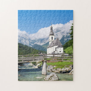 De parochiekerk van Ramsau in Beieren, Duitsland Legpuzzel