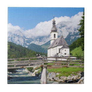 De parochiekerk van Ramsau in Beieren, Duitsland Tegeltje