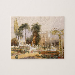 De parterre in de tuinen in Wilton, de zetel van Legpuzzel