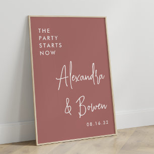 De partij begint nu een bruiloft Roos woestijn Poster