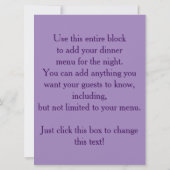 De Partij Initations van het diner Kaart (Achterkant)