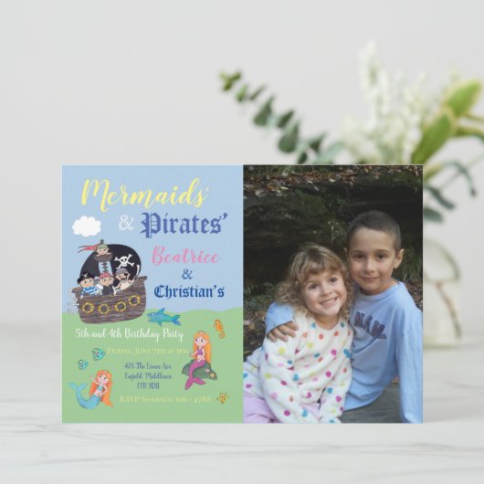 De partij Pirate en Princess nodigt uit Kaart (Staand voorkant)