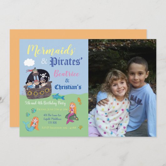 De partij Pirate en Princess nodigt uit Kaart (Voorkant / Achterkant)