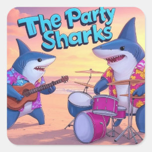 De partij Sharks Band Vierkante Sticker