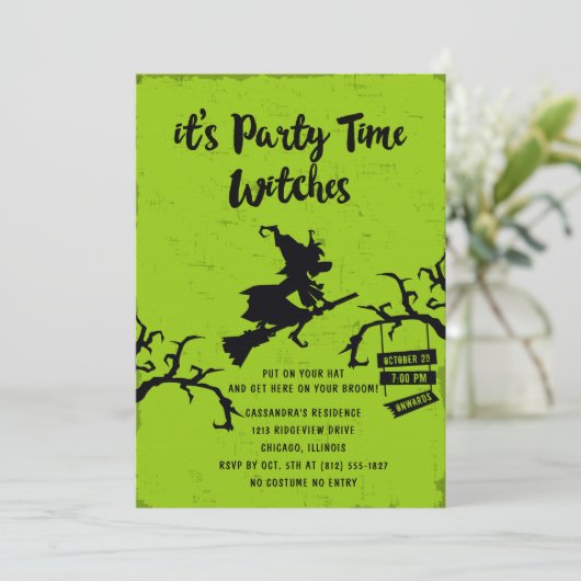 De partij Time Witches Halloween nodigt uit Kaart (Staand voorkant)