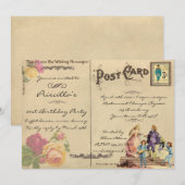 De Partij van de dag van de geboorte, , oude brief Kaart (Voorkant / Achterkant)