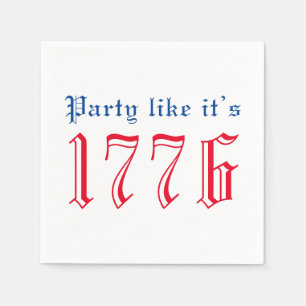 De partij zoals het 1776 rode & blauwe typografie servet