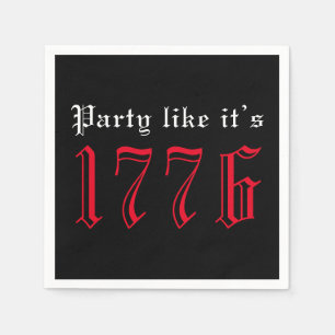 De partij zoals het 1776 rode zwarte typografie i servet