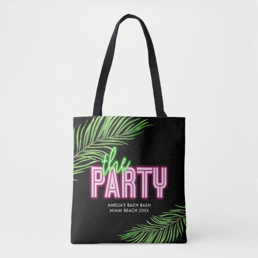 De Party Groene & Roze Tropische Bach Canvas tas (Voorkant)