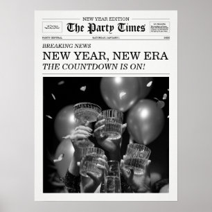De Party Times Krant Nieuw Jaar Nieuwe Tijdperk Poster