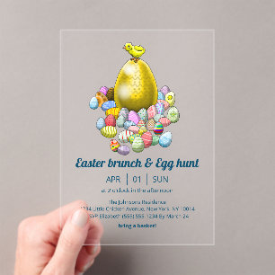 De Pasen kip brunch en eierzoektocht Acryl Uitnodigingen