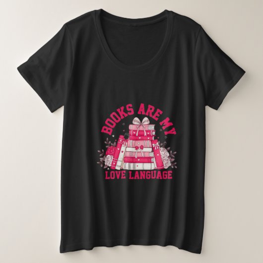 De passie van de boekenliefhebber grote maat t-shirt (Design voorkant)