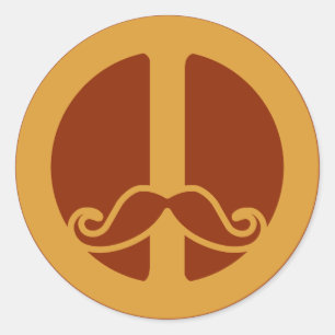 De Peace Stache-stickers Ronde Sticker