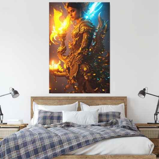 De Peacock Dragon 008 Canvas Afdruk (Insitu (Slaapkamer))