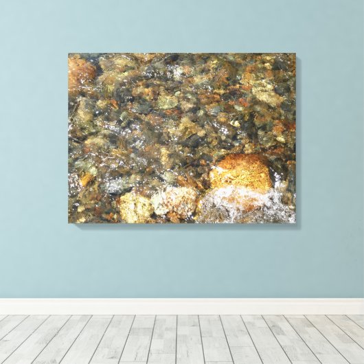 De Pebbles Brown en Gray Natural Abstract Canvas Afdruk (Insitu (Houten vloer))