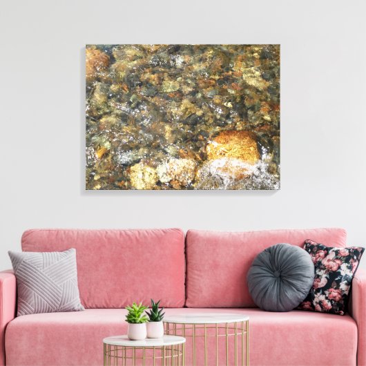 De Pebbles Brown en Gray Natural Abstract Canvas Afdruk (Insitu (Woonkamer))