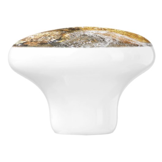 De Pebbles Brown en Gray Natural Abstract Keramische Knop (Zijkant)