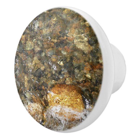 De Pebbles Brown en Gray Natural Abstract Keramische Knop (Rechts)