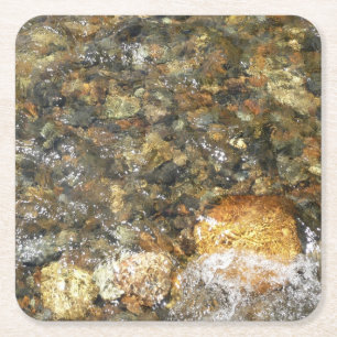 De Pebbles Brown en Gray Natural Abstract Vierkante Kartonnen Onderzetter