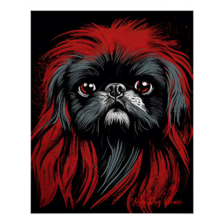 De Pekingese Hond, Rood en Zwart 002 - Ulises Dall Perfect Poster