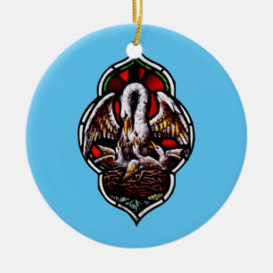 De pelikaan als Christelijk symbool Keramisch Ornament