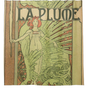 De Pen By Alphonse Mucha Douchegordijn
