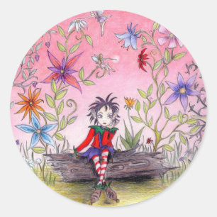 De Pensive Elf Ronde Sticker