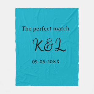De perfect match koppel naam letter datum blauwe s fleece deken