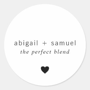 De perfecte blend Heart Wedding Coffee Favor Ronde Sticker