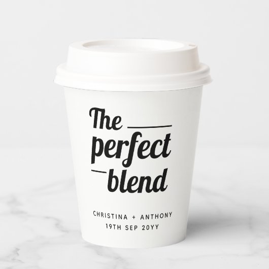 De perfecte blend Weddenenkoffee Papieren Bekers (Voorkant)