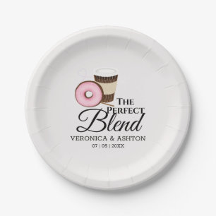 De perfecte blendkoffie en donut Weddenschap Papieren Bordje