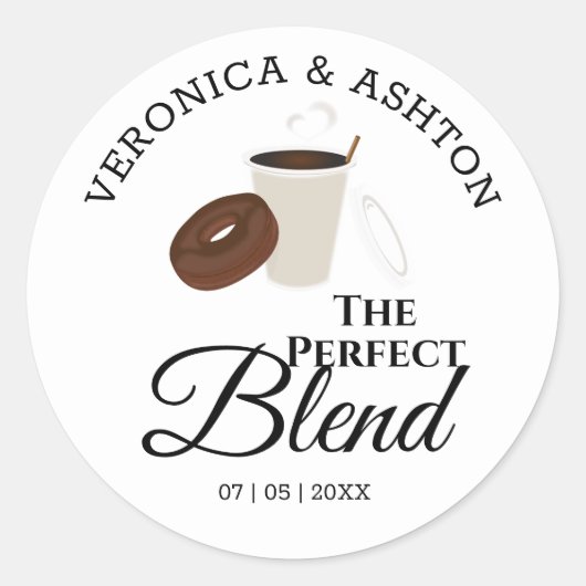 De perfecte blendkoffie en donut | Weddenschap Ronde Sticker (Voorkant)