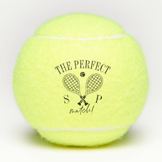 De perfecte match bruiloft paar Logo aangepaste na Tennisballen (Voorkant)