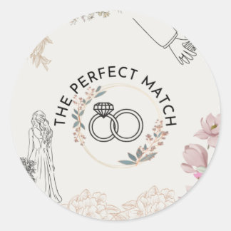 De perfecte match bruiloft ronde sticker