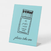 De perfecte match Doodle Matchbook bruiloft gunst Reclamebord Met Voetstuk (Voorkant)