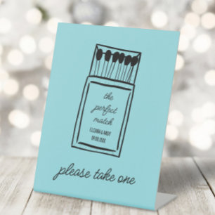 De perfecte match Doodle Matchbook bruiloft gunst Reclamebord Met Voetstuk