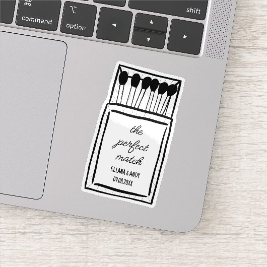 De perfecte match Doodle Romantische Custom Weddin Sticker (Detail)