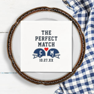 De perfecte match Football bruiloft monogram Servet