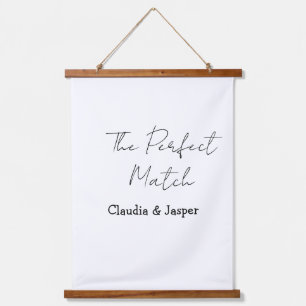 De perfecte match naam eenvoudig koppel trouwen hangend wandkleed