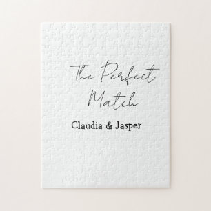 De perfecte match naam eenvoudig paar trouwen legpuzzel