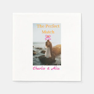 De perfecte match trouwkoppel foto retro roze servet