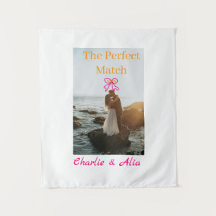 De perfecte match trouwkoppel foto retro roze wandkleed