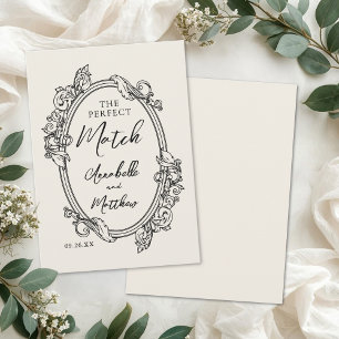 De Perfecte Match Vintage Getekende Trouwgunst Kaart