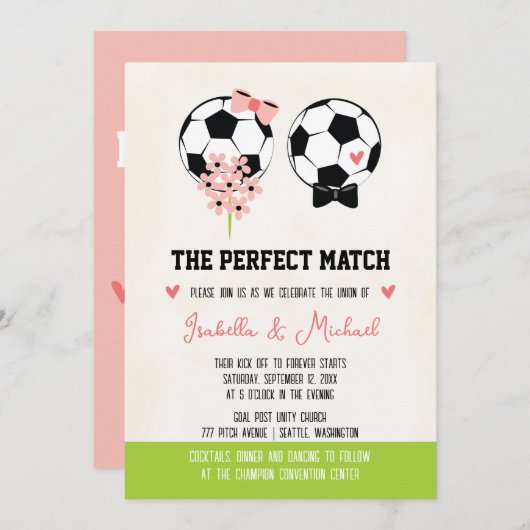 De perfecte match Voetbal bruiloft uitnodiging (Voorkant / Achterkant)